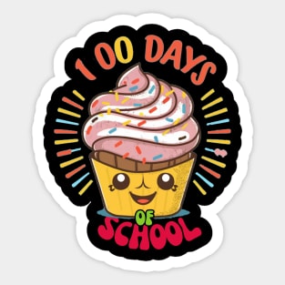 100 Days of School Shirt - Classic 100 Days of School T-Shirt for Teacher or Kids, Happy Cupcake Sticker